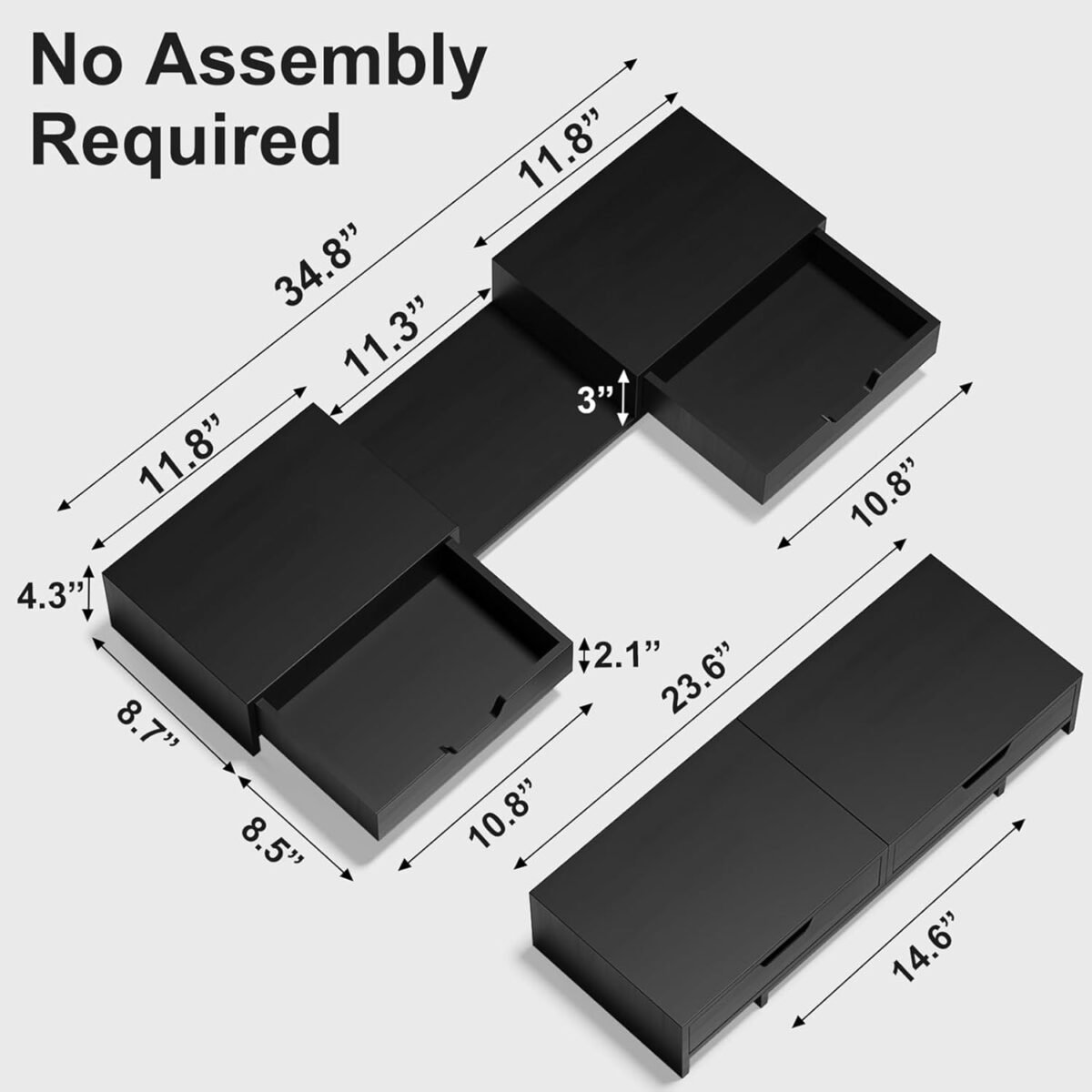 Computer Monitor Stand Riser with 2 Storage Drawers for Desk, Premium Bamboo Monitor Shelf for Laptop Computer iMac, No Assembly Required, Black - Image 8