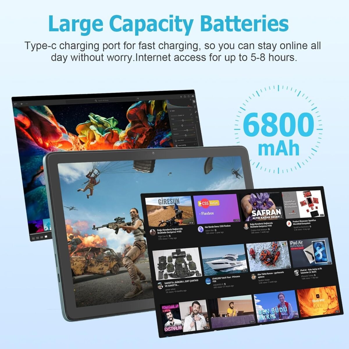 10.1 Inch Android Tablet, Android 14 Tablets with 128GB+8(4+4 Expand) GB, 2.4+5G WiFi Tablet PC with FHD IPS Touch Screen, Dual 13MP+5MP Camera, Dual Stereo Speakers, Bluetooth5.0, GPS - Image 7