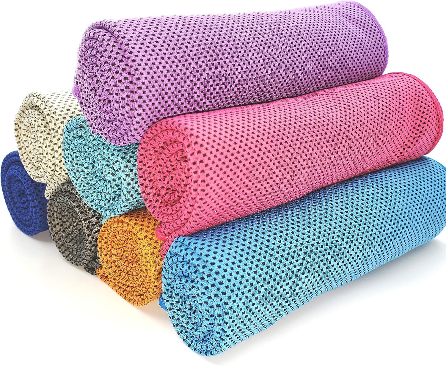 8 Packs Cooling Towel (40 x 12), Ice Towel, Microfiber, Soft Breathable Chilly Towel Stay Cool for Yoga, Workout, Sport, Gym, Camping, Fitness, Running, Workout & More Activities - Multicolor - Image 3