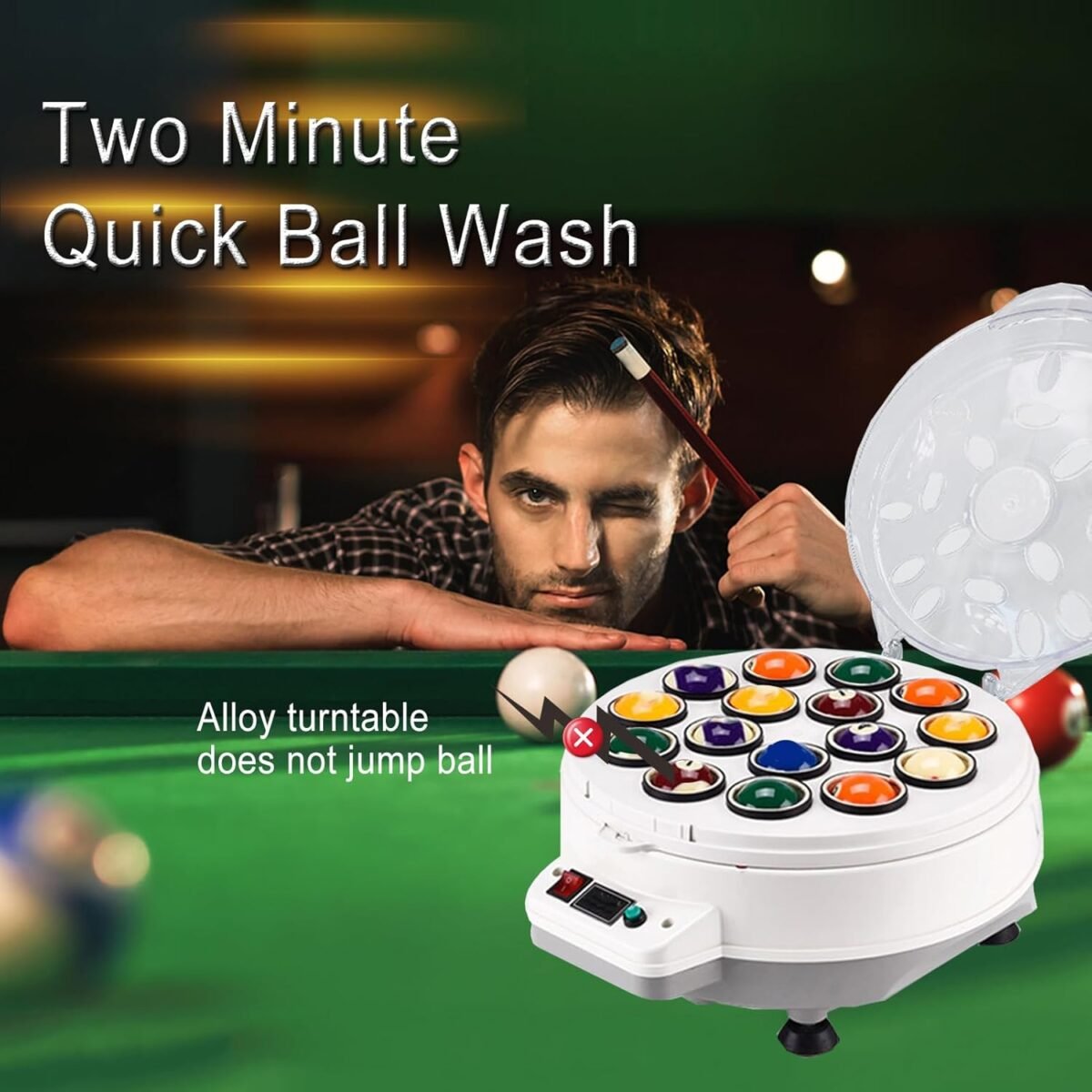 Jueraori 16 Balls Billiard Ball Cleaner and Polisher, Automatic Pool Balls Cleaning Machine, Snooker Polishing Washing Machine for Private Billiard Rooms Clubs Clubhouses - Image 3