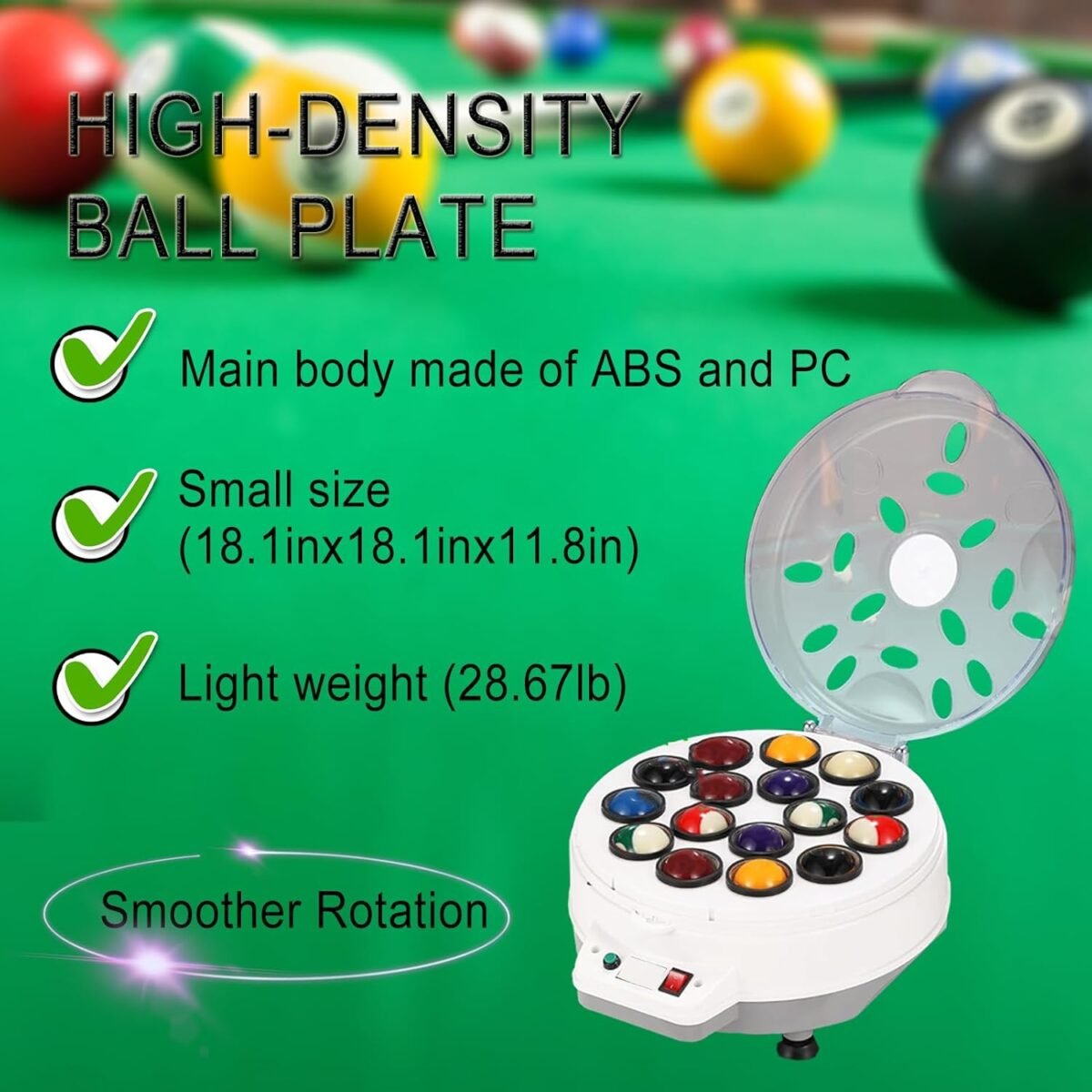 Jueraori 16 Balls Billiard Ball Cleaner and Polisher, Automatic Pool Balls Cleaning Machine, Snooker Polishing Washing Machine for Private Billiard Rooms Clubs Clubhouses - Image 7