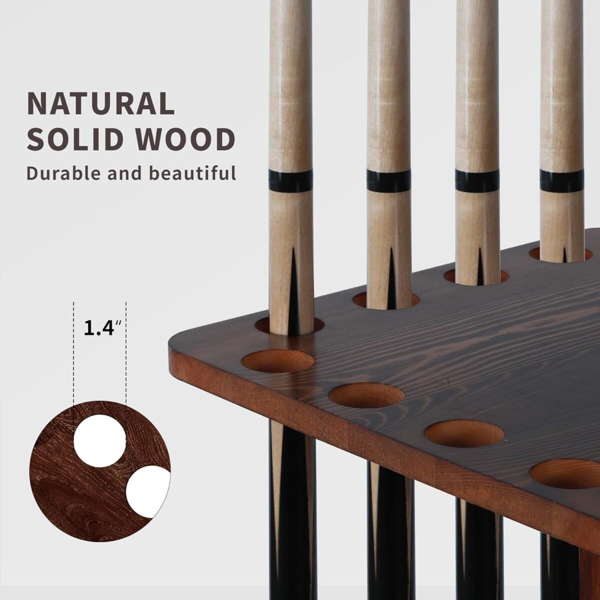 Pool Cue Holders for Billiard Room, Pool Stick Holder, Floor Stand Pool Cue Rack up to 16 Sticks, Natural Wood Pool Cue Equipment Storage Organizer, Billiard Gifts for Men - Image 4