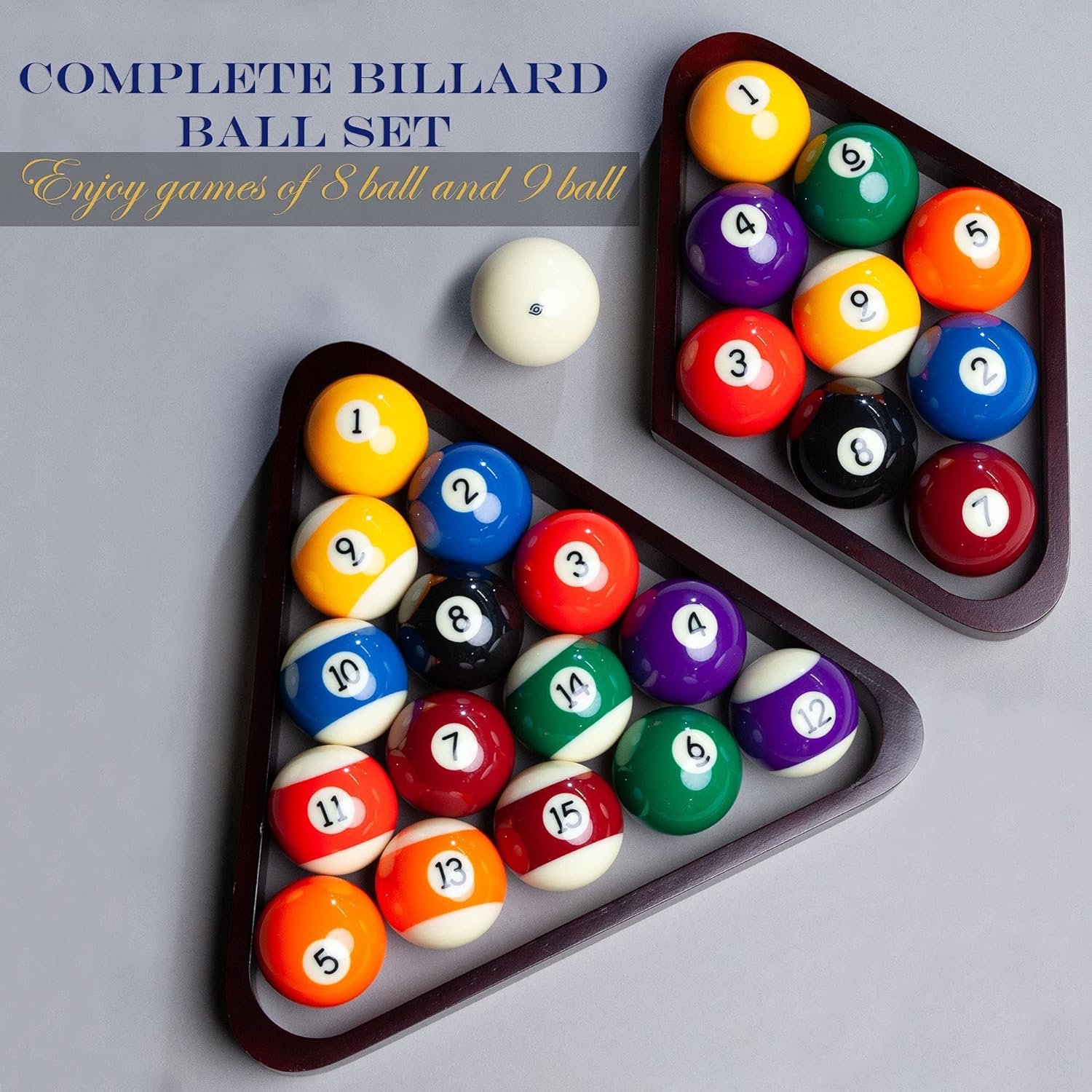 Pool Balls Billiard Set - Regulation Size - 17 Pc Professional Pool Set w/ Cue Ball and Sleek Black and Silver Case - Multi Colored - Ball Size 2.25" 57.15mm - Image 7