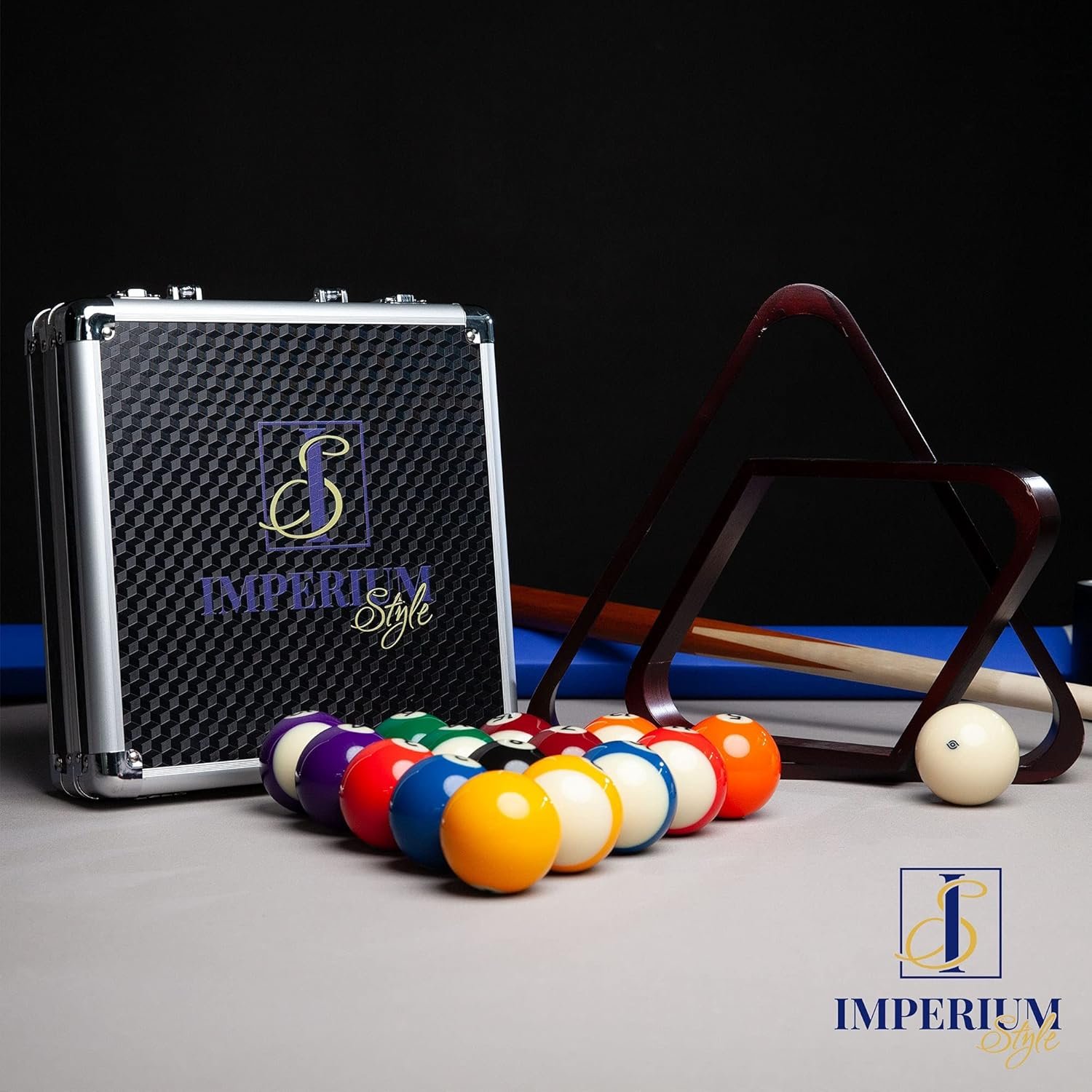 Pool Balls Billiard Set - Regulation Size - 17 Pc Professional Pool Set w/ Cue Ball and Sleek Black and Silver Case - Multi Colored - Ball Size 2.25" 57.15mm - Image 9