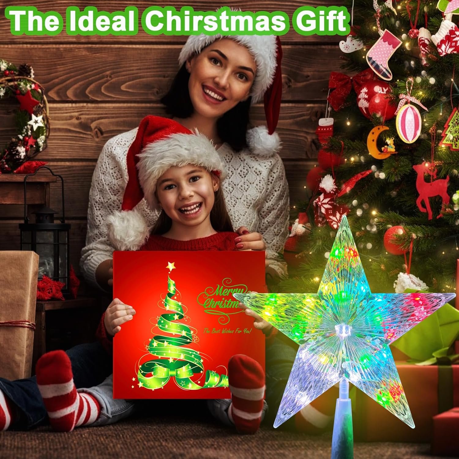 9" Christmas Tree Topper Star, RGB LED Lighted Star Tree Topper w/Remote Control, 128 Light Modes, Dimmable, Timer, USB Plug in, Color Changing Treetop for Xmas Holiday Party Gift Decorations - Image 8