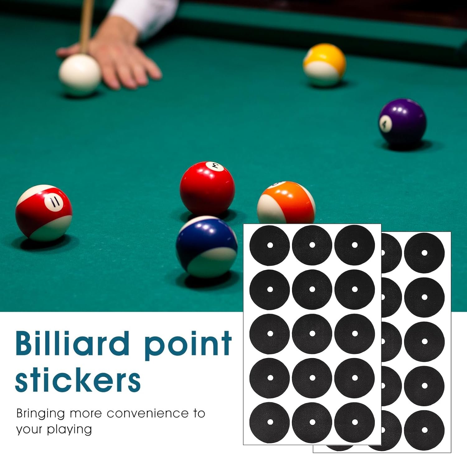 Pool Table Marker Spots 30 Pieces Billiard Point Position Sticker American Snooker Dots 35mm Dia Pool Table Accessories Fit for Any Type of Pool Snooker Pyramid Billiards Tables - Image 4