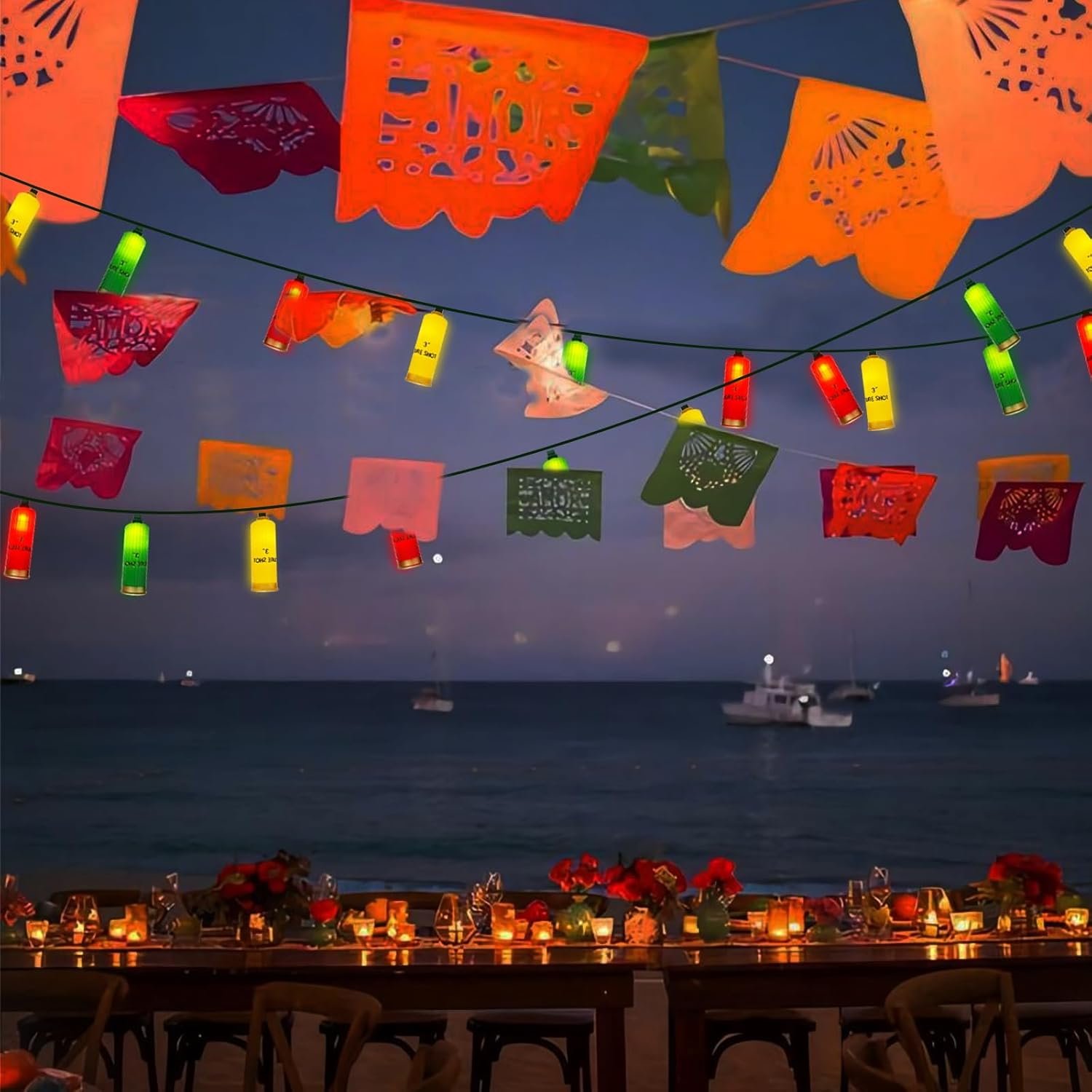 8.5Ft LED Shotgun Hell Christmas Light,Novelty Lights with 10 Pack Triplecolor 3D Bullet Shaped,Colorful Shotgun Hell Lights for Christmas Mexican Summer Holiday Parties Decor - Image 8