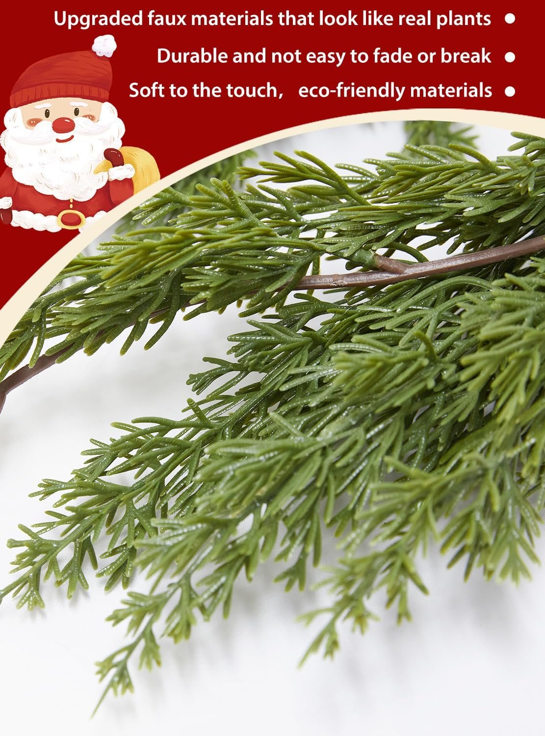 9 Ft Real Touch Cedar Garland for Mantle Table Setting Fireplace, Outdoor Indoor Artificial Greenery Christmas Garland for Staircase Front Door Porch Wall Home Decoration (NO Lights) - Image 7
