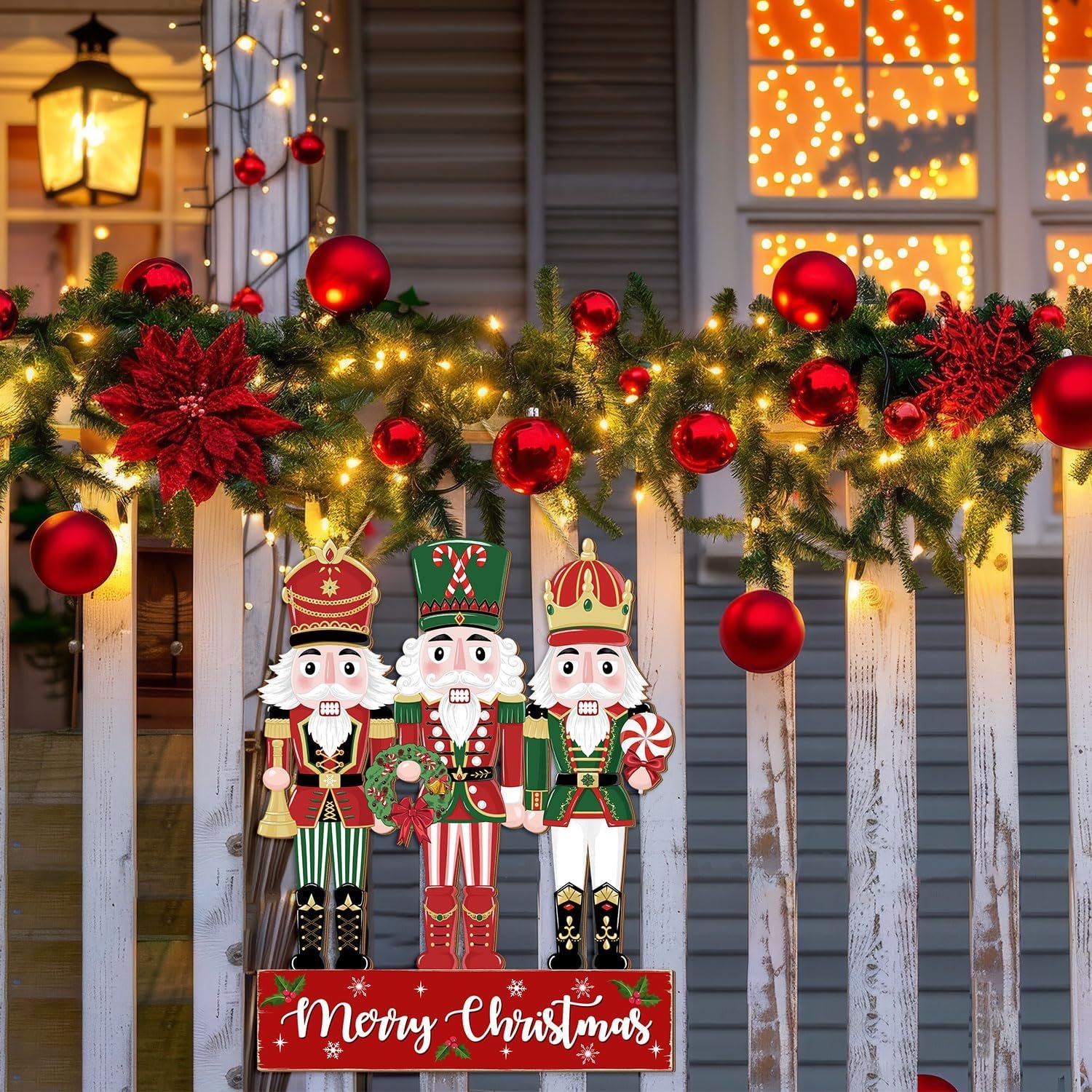 Christmas Nutcracker Door Decorations Hanging Sign, Merry Christmas Front Door Decor, Christmas Wooden Wreath Ornaments for Home Outdoor Indoor Wall Christmas Tree Xmas Holiday Party - Image 9