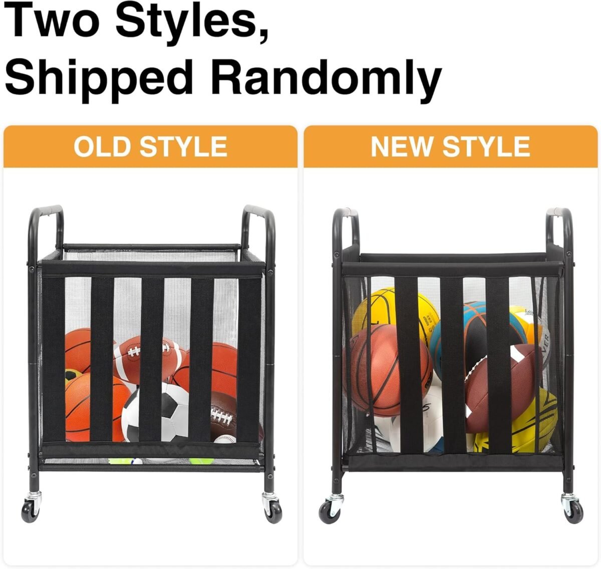 STO STO Rolling Sports Ball Storage Cart, Lockable Basketball Cage with Elastic Straps, Sport Equipment Holder Organizer for Indoor Outdoor, Steel Storage Rack for Playgroup and Gym - Image 3