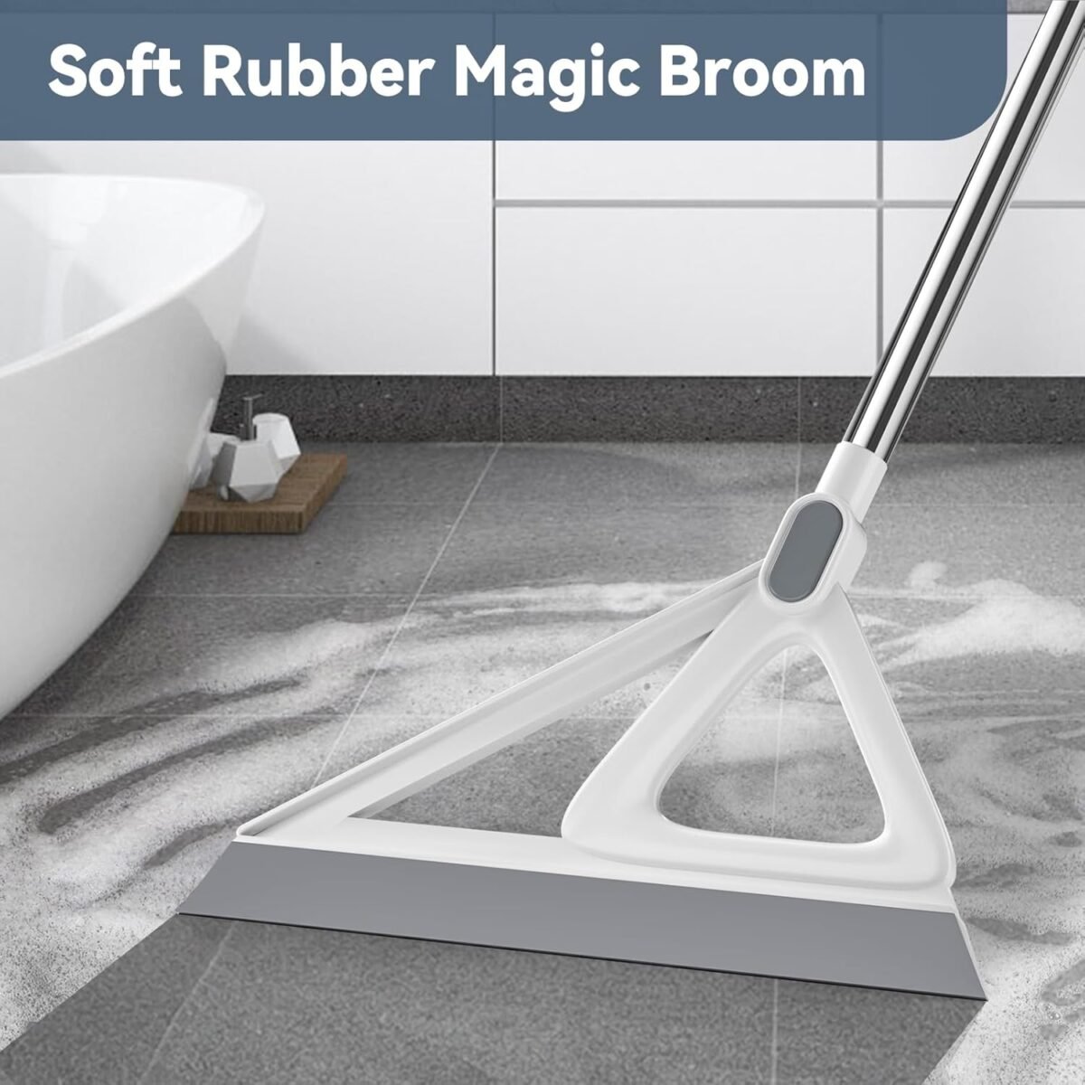 Multifunction Magic Broom, Squeegee Broom for Floor, Rubber Silicone Broom for Floor Cleaning, Magic Broom Sweeper for Living Room, Kitchen, Bathroom-Easy Dry The Glass (Grey, 54 INCH) - Image 3