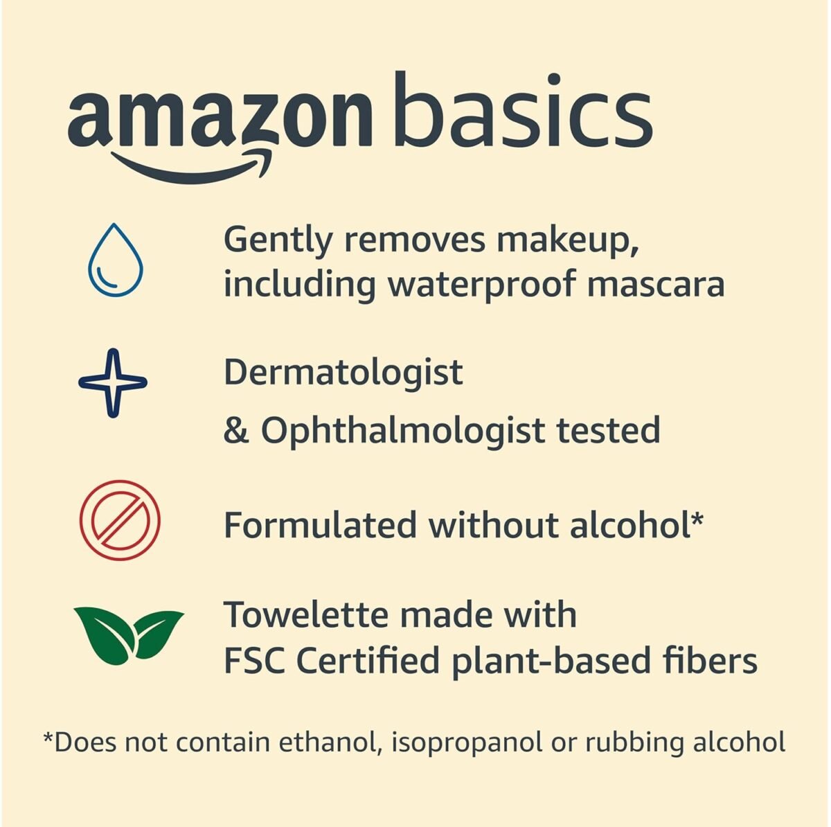 Amazon Basics Makeup Remover Wipes, Fragrance- and Alcohol-Free, Gentle Cleansing, Removes Waterproof Mascara, Dermatologist Tested, 25 Count, Pack of 2 (Previously Solimo) - Image 4