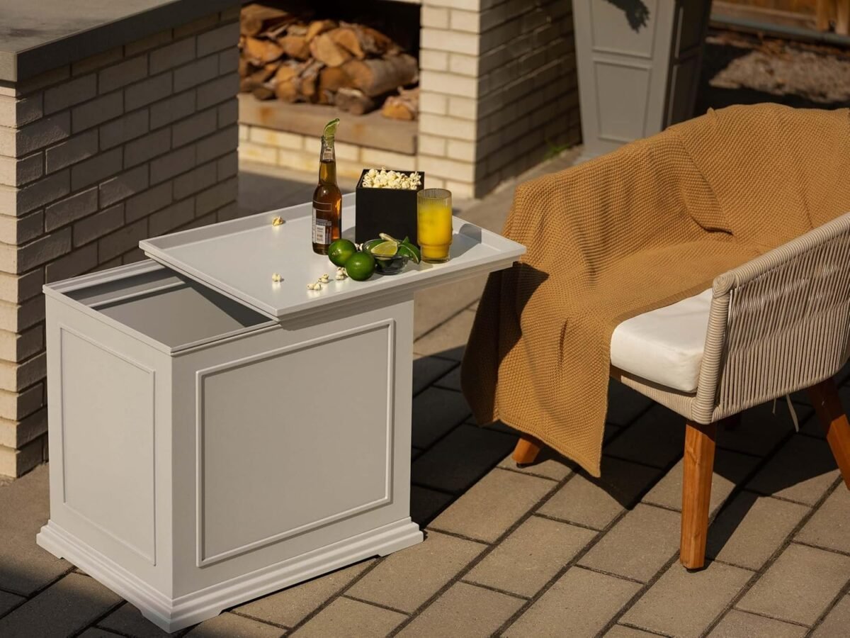 Veradek Brixton Tray Table - 2-in-1 Outdoor Side Table with Storage and Tray for Patio/Porch | Durable All-Weather Resistant | Classic & Functional - Image 3