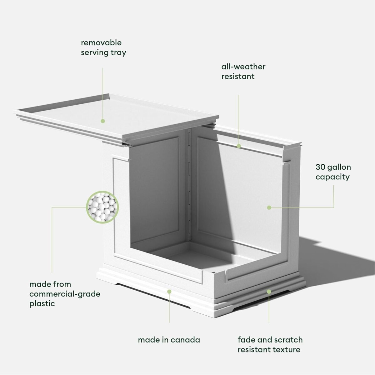 Veradek Brixton Tray Table - 2-in-1 Outdoor Side Table with Storage and Tray for Patio/Porch | Durable All-Weather Resistant | Classic & Functional - Image 5