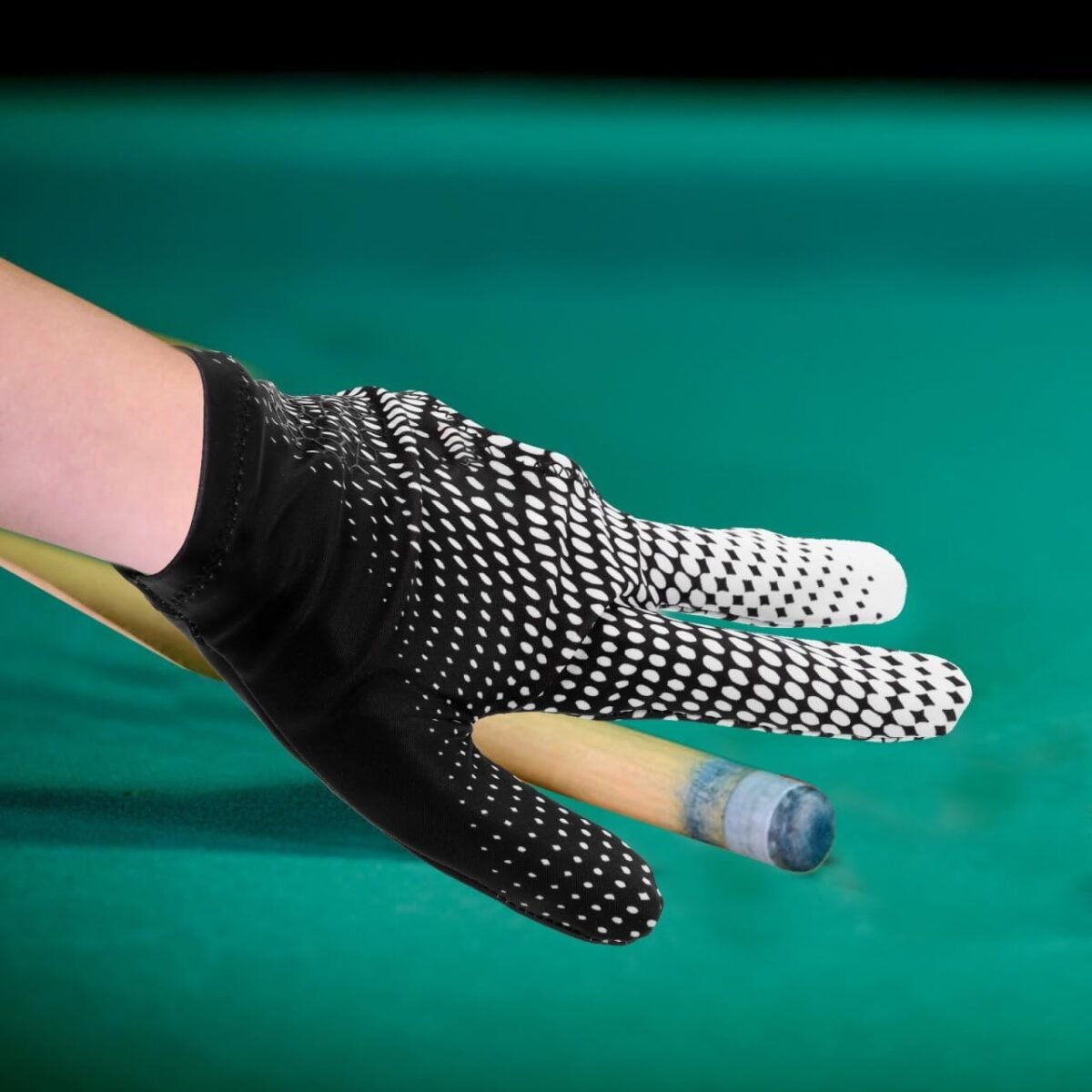 EXCEART Elastic 3 Fingers Show Gloves Billiard Shooters Carom Pool Snooker Cue Sport Gloves Wear on The Right or Left Hand (Leaves) - Image 3