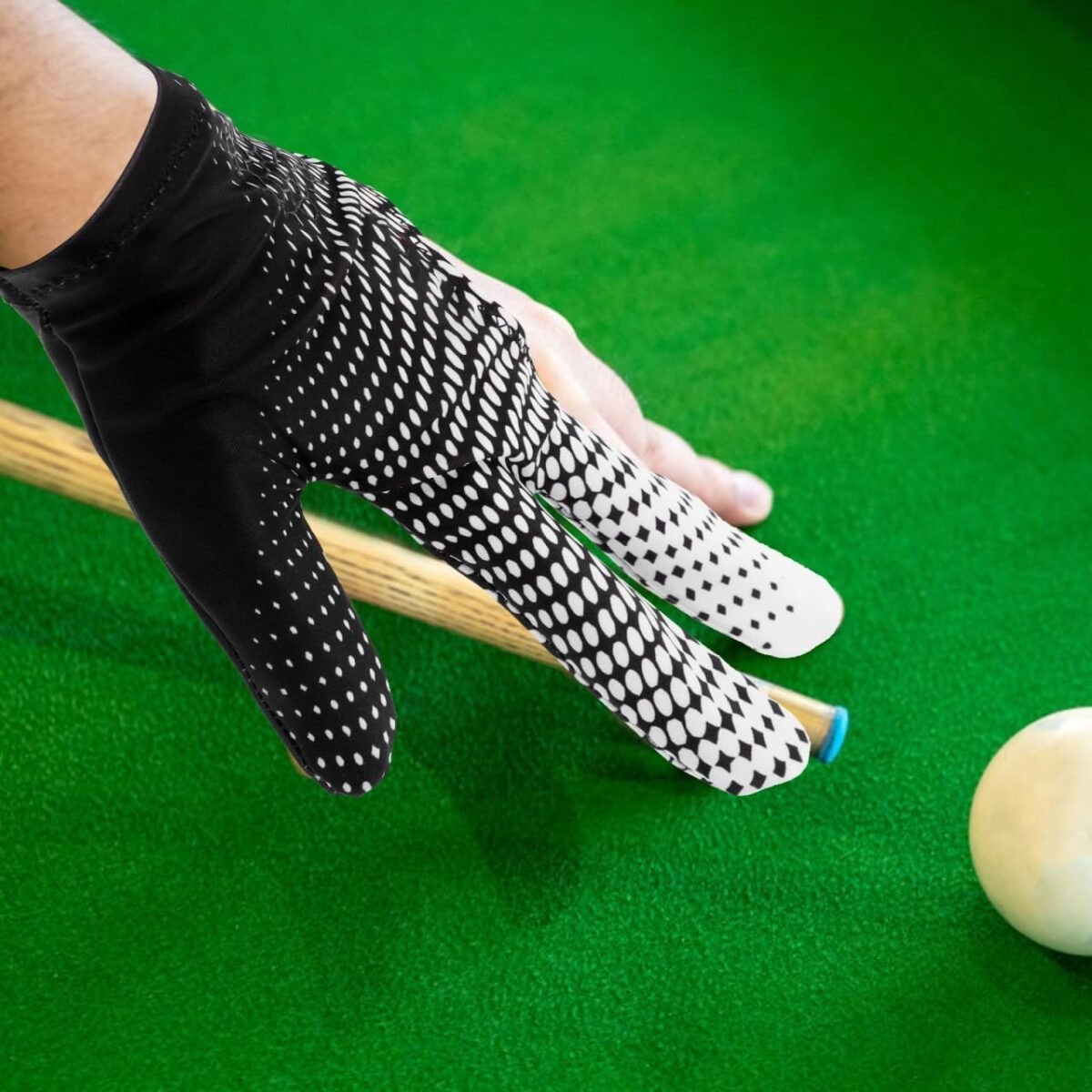 EXCEART Elastic 3 Fingers Show Gloves Billiard Shooters Carom Pool Snooker Cue Sport Gloves Wear on The Right or Left Hand (Leaves) - Image 4