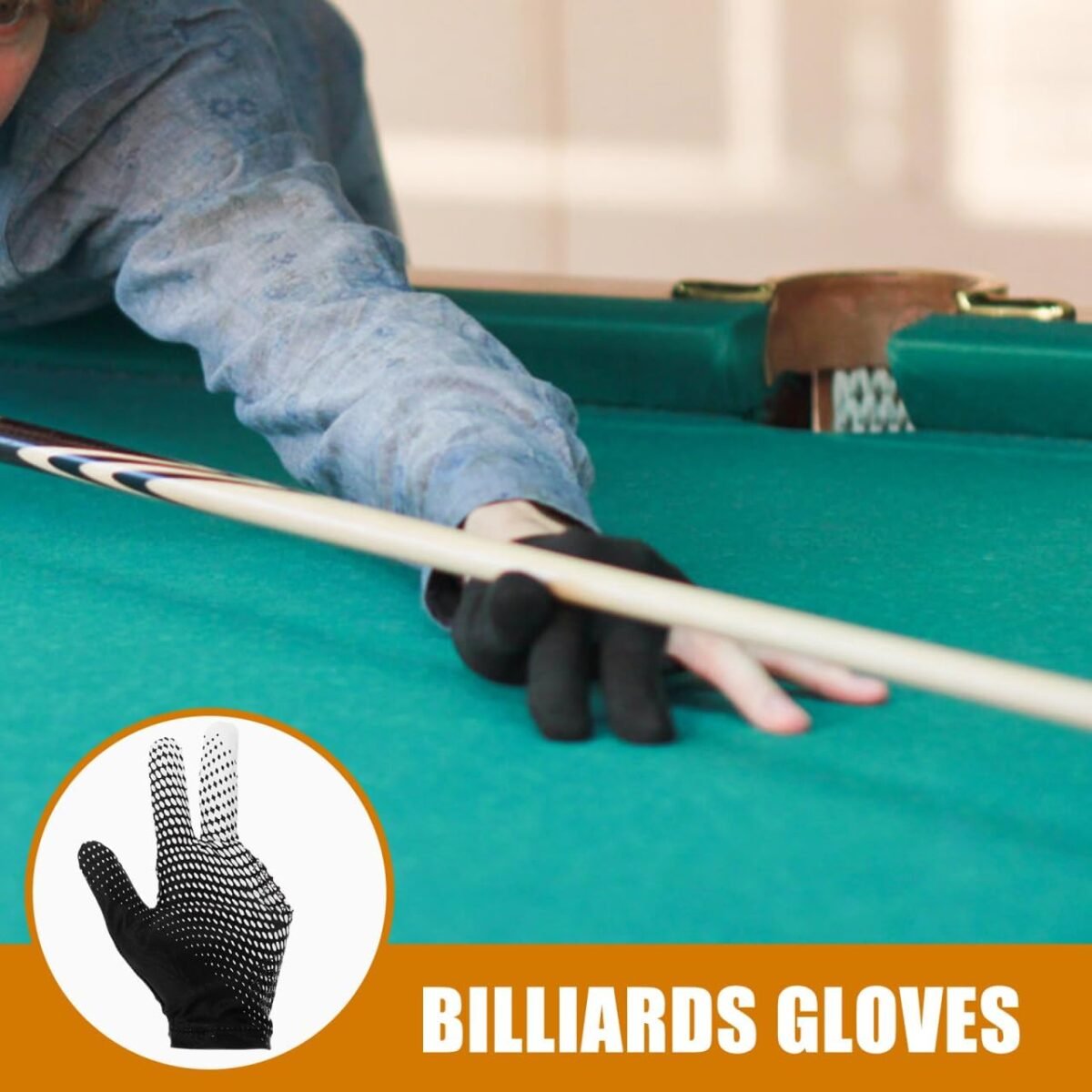 EXCEART Elastic 3 Fingers Show Gloves Billiard Shooters Carom Pool Snooker Cue Sport Gloves Wear on The Right or Left Hand (Leaves) - Image 6