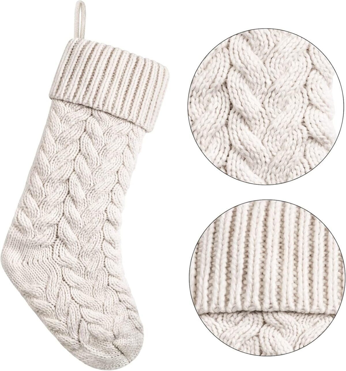 18 Inches Christmas Stockings Knit Xmas Stockings Large Fireplace Hanging Stockings for Family Christmas Decoration (Ivory,Khaki, 6) - Image 5