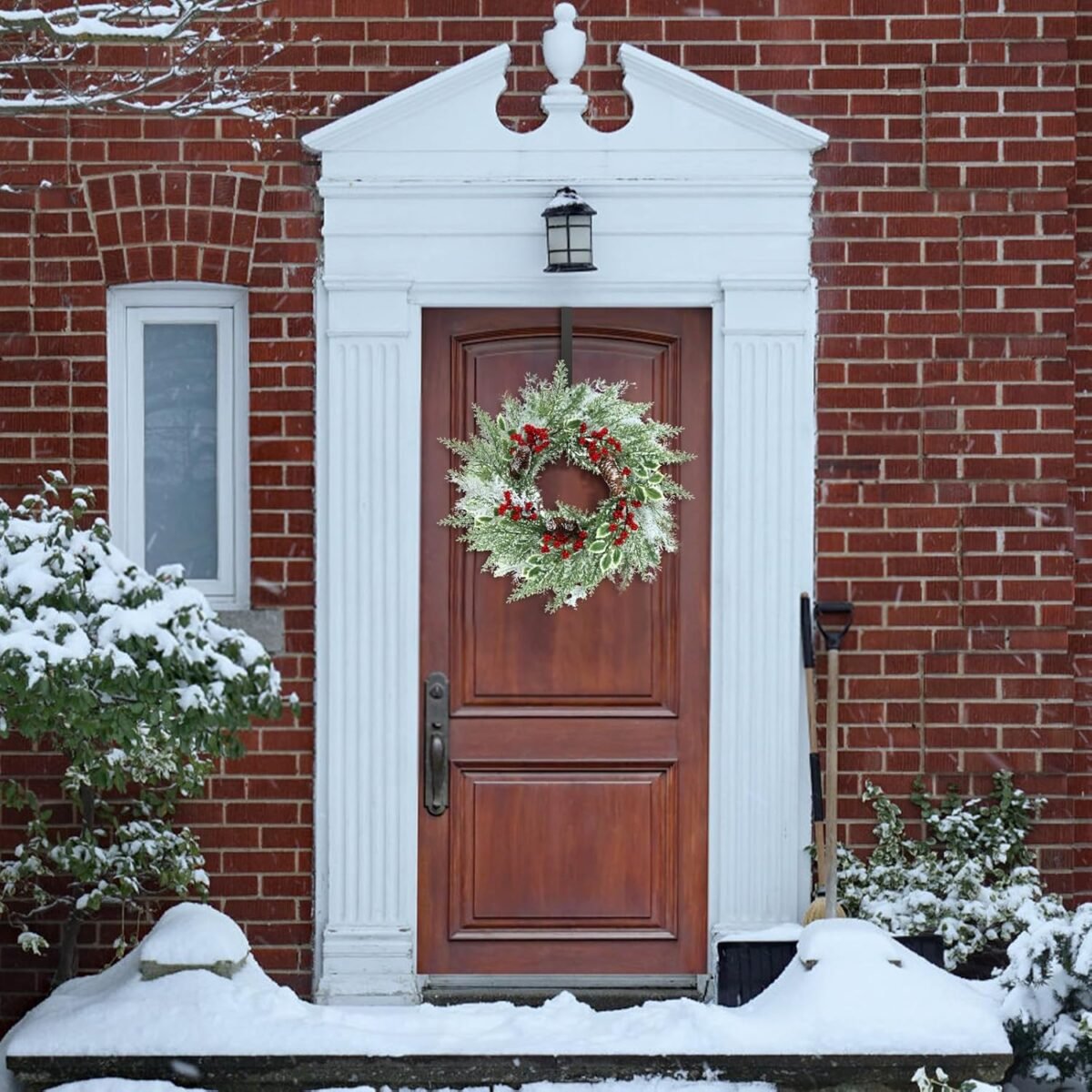 18 Inch Christmas Wreath with Pine Cones and Berries - For Front Door, Window, Wall, Party Decor - Image 6