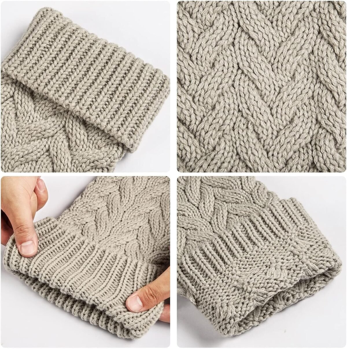 18 Inches Christmas Stockings Knit Xmas Stockings Large Fireplace Hanging Stockings for Family Christmas Decoration (Ivory,Khaki, 6) - Image 7