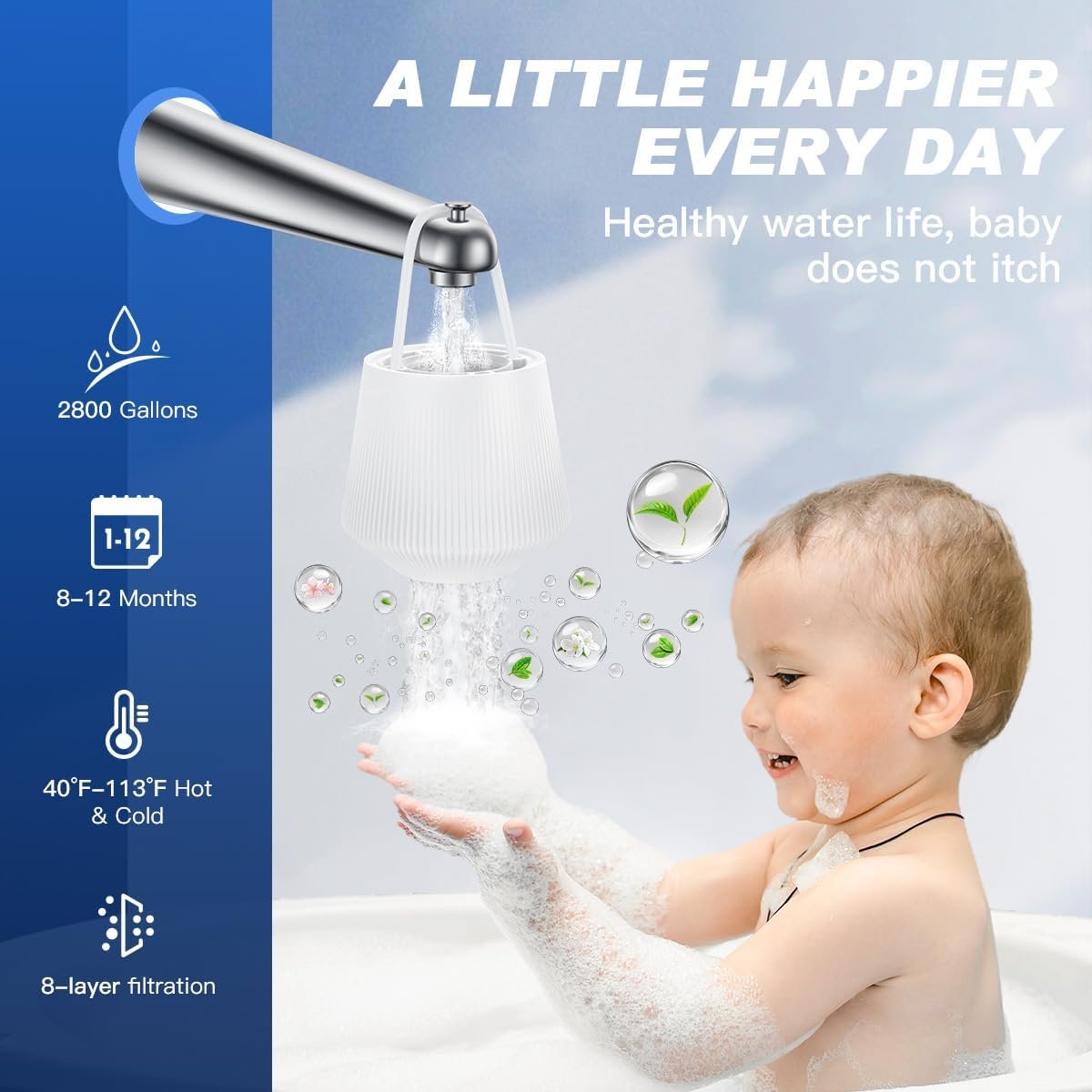 Bathtub Water Filter for Baby & Family, KDF-55 Bath Filter Removes Most Chlorine, Lead, Fluoride and Heavy Metals | Softens Hard Water, Improves Skin, Hair and Nails | Upgrade Bath Filter for Tub - Image 7