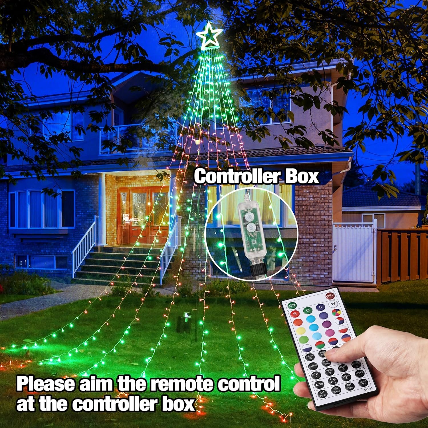 Joomer Christmas Tree Star Lights, 16.4FT Height 504LED Color Change RGB Lights with Remote Timer, Waterproof for Outdoor Christmas Decoration - Image 4
