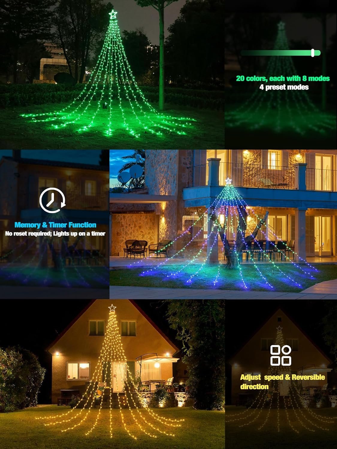Joomer Christmas Tree Star Lights, 16.4FT Height 504LED Color Change RGB Lights with Remote Timer, Waterproof for Outdoor Christmas Decoration - Image 5