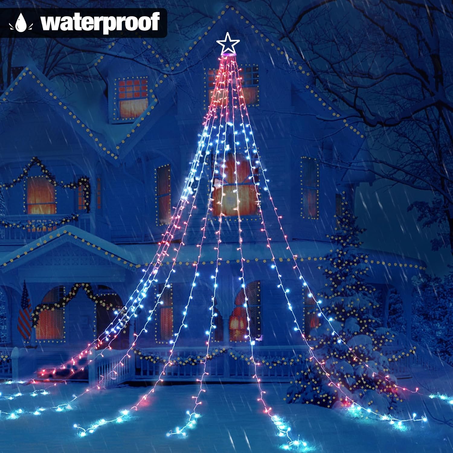 Joomer Christmas Tree Star Lights, 16.4FT Height 504LED Color Change RGB Lights with Remote Timer, Waterproof for Outdoor Christmas Decoration - Image 8