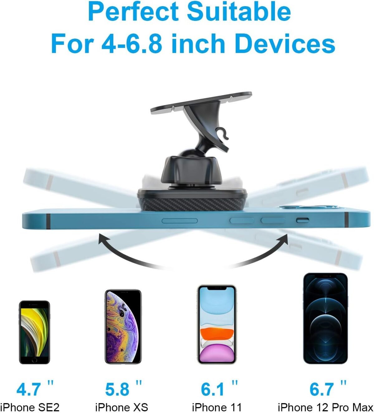 APPS2Car Magnetic Phone Holder for Car, Dashboard Magnetic Car Mount, 360° Rotation Magnet Phone Mount with Strong VHB Adhesive, for All Cell Phones - Image 7