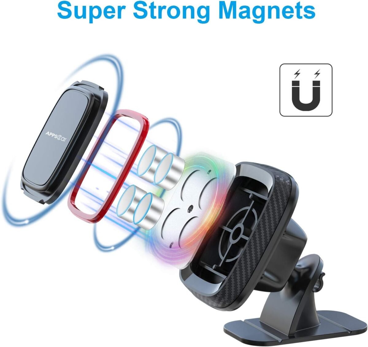 APPS2Car Magnetic Phone Holder for Car, Dashboard Magnetic Car Mount, 360° Rotation Magnet Phone Mount with Strong VHB Adhesive, for All Cell Phones - Image 8