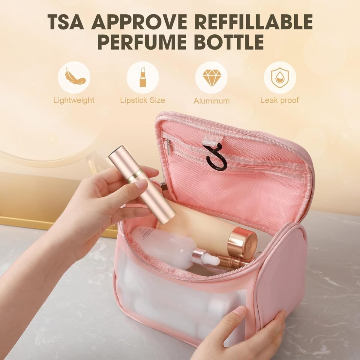 2PCS Perfume Travel Refillable Bottle, 5ml Cologne Travel Bottle, Atomizer Sprayer for Perfume, Mini Cologne Dispenser Empty Fragrance Spray for Women, Men, Gift (Cham Gold & Rose Gold) - Image 7