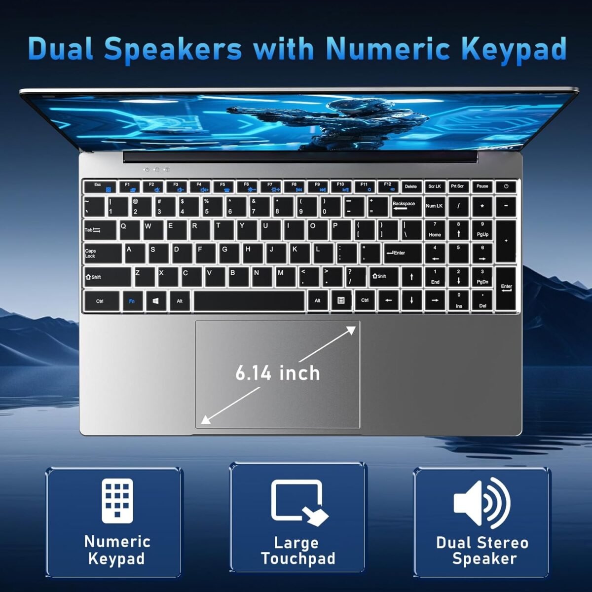 15.6'' Laptop Computer, N4020 Processor Laptops with 8GB RAM, 256GB SSD,15.6 inch FHD 1920 * 1080 Display, WIFI5, BT5.0, Windows 11 Pro - Image 6