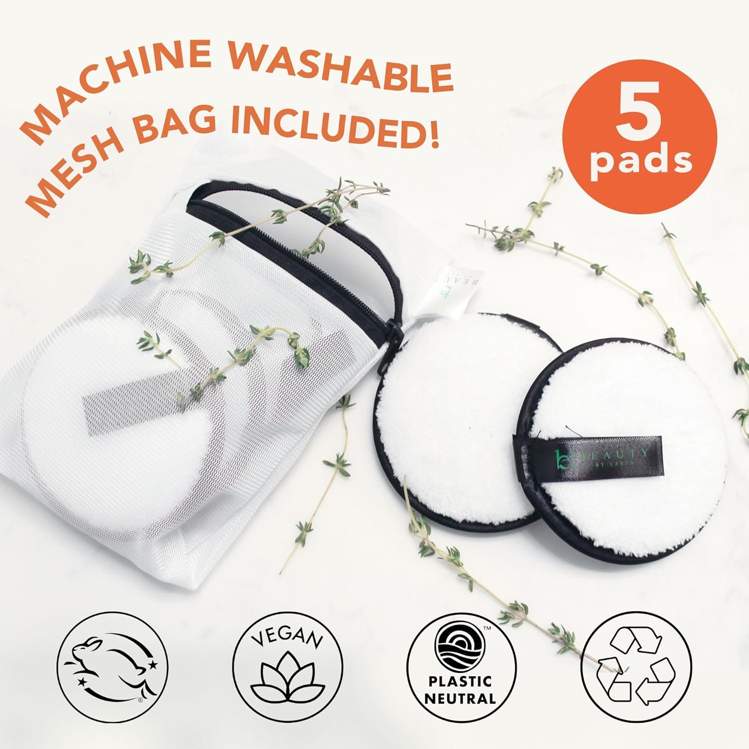 Reusable Makeup Remover Pads - 5 Large Premium Quality Microfiber Cloths for Makeup Removal, Ultra Soft & Durable, Gentle Cleansing Rounds for Face for All Skin Types, Includes Washable Bag - Image 6