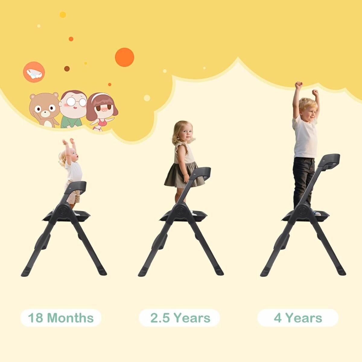 6-in-1 Baby High Chair, Convertible Highchair for Babies to Toddlers, Step Stool for Dining Time, Foldable & Easy Clean, Space-Saving Design, Adjustable, Navy Blue - Image 7
