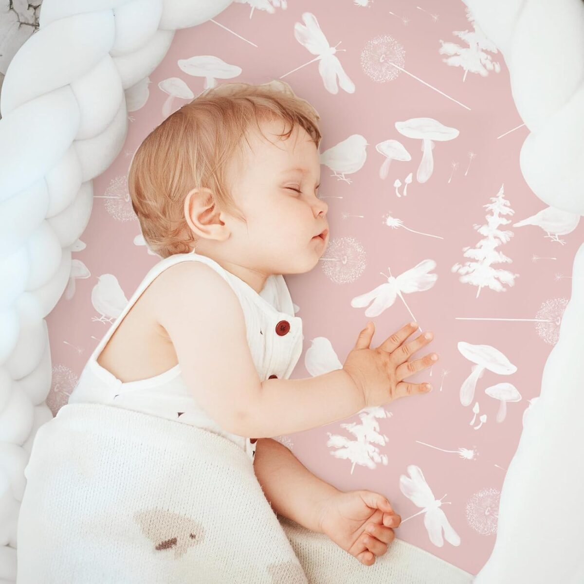 3-Pack Organic Bassinet Sheets for Girls Stretch, Soft Cozy Fitted Bassinet Mattress Sheet (32" x 16") Universal Fit for Hourglass, Oval, & Rectangle Mattresses Pink Butterfly - Image 5