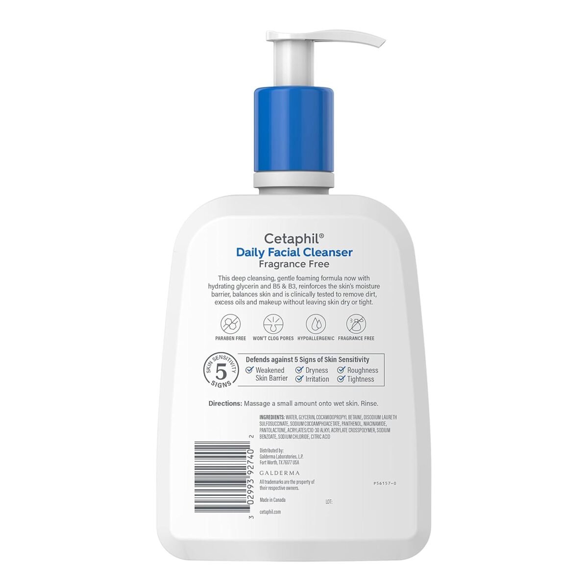 Cetaphil Face Wash, Daily Facial Cleanser for Sensitive, Combination to Oily Skin, 16 Oz, Fragrance Free, Gentle Foaming, Soap Free, Hypoallergenic - Image 3