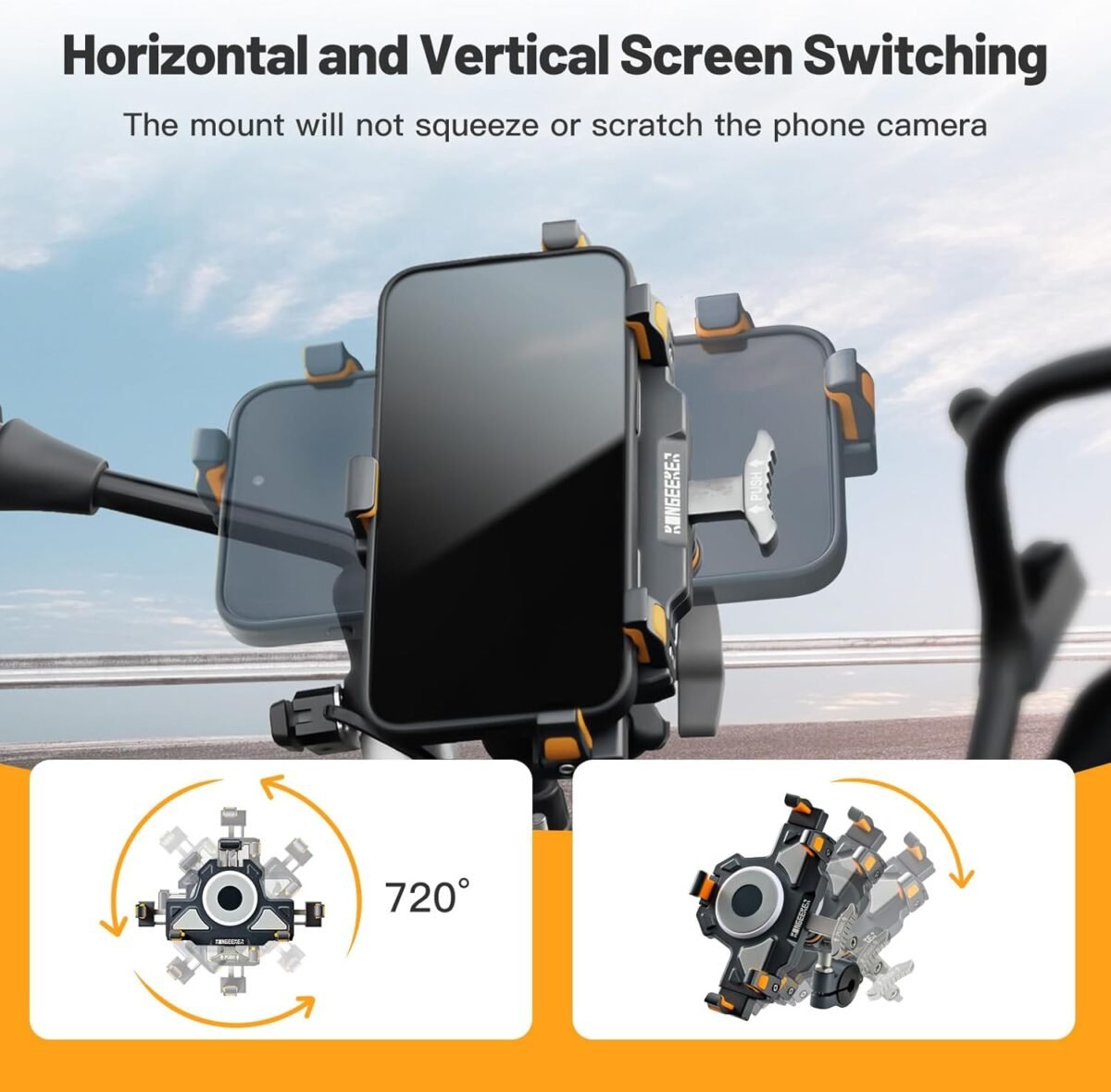 Aluminum Motorcycle Cell Phone Mount with Vibration Dampener, M1 Anti-Theft MTB Phone Mount for Motorcycle ATV Bike UTV Scooter, ATV Phone Holder Fit 6.1"-7.2" Phone, High-Speed Secure Lock - Image 6