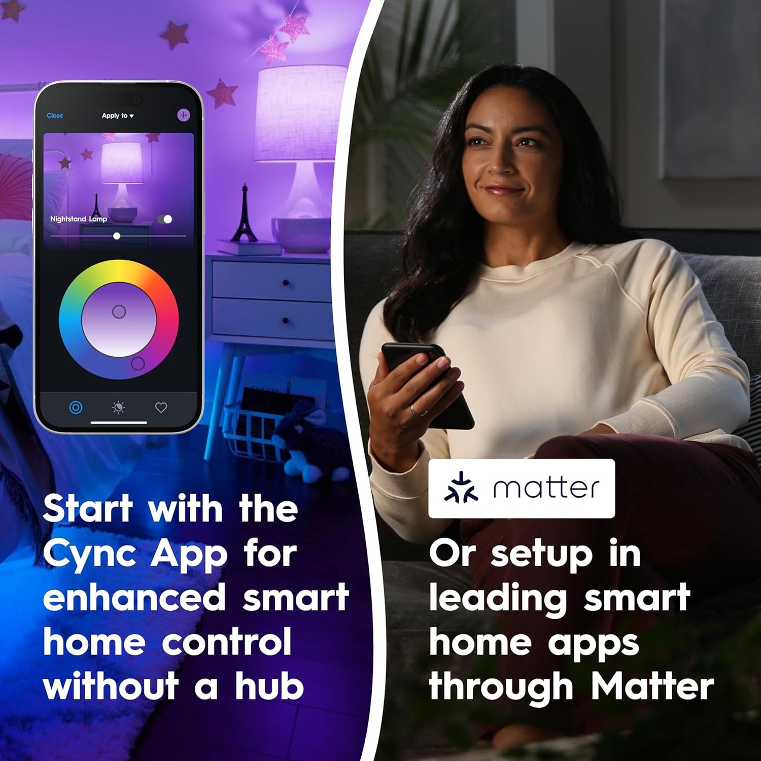 Cync GE A19 Smart LED Light Bulbs, Room Decor Aesthetic Color Changing WiFi Lights, LED Indoor Light Bulb, Compatible with Alexa and Google (2 Pack) - Image 8