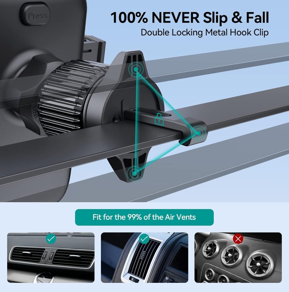 Car Phone Holder Mount, [Military-Grade Suction & Super Sturdy Base] 3 in 1 Universal Phone Mount for Car Dashboard Windshield Air Vent Car Mount for iPhone Android Smartphone GPS Navigator - Image 6