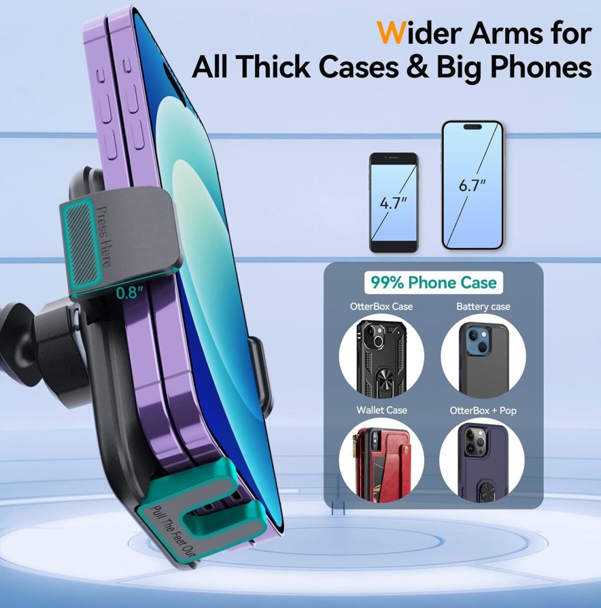 Car Phone Holder Mount, [Military-Grade Suction & Super Sturdy Base] 3 in 1 Universal Phone Mount for Car Dashboard Windshield Air Vent Car Mount for iPhone Android Smartphone GPS Navigator - Image 7