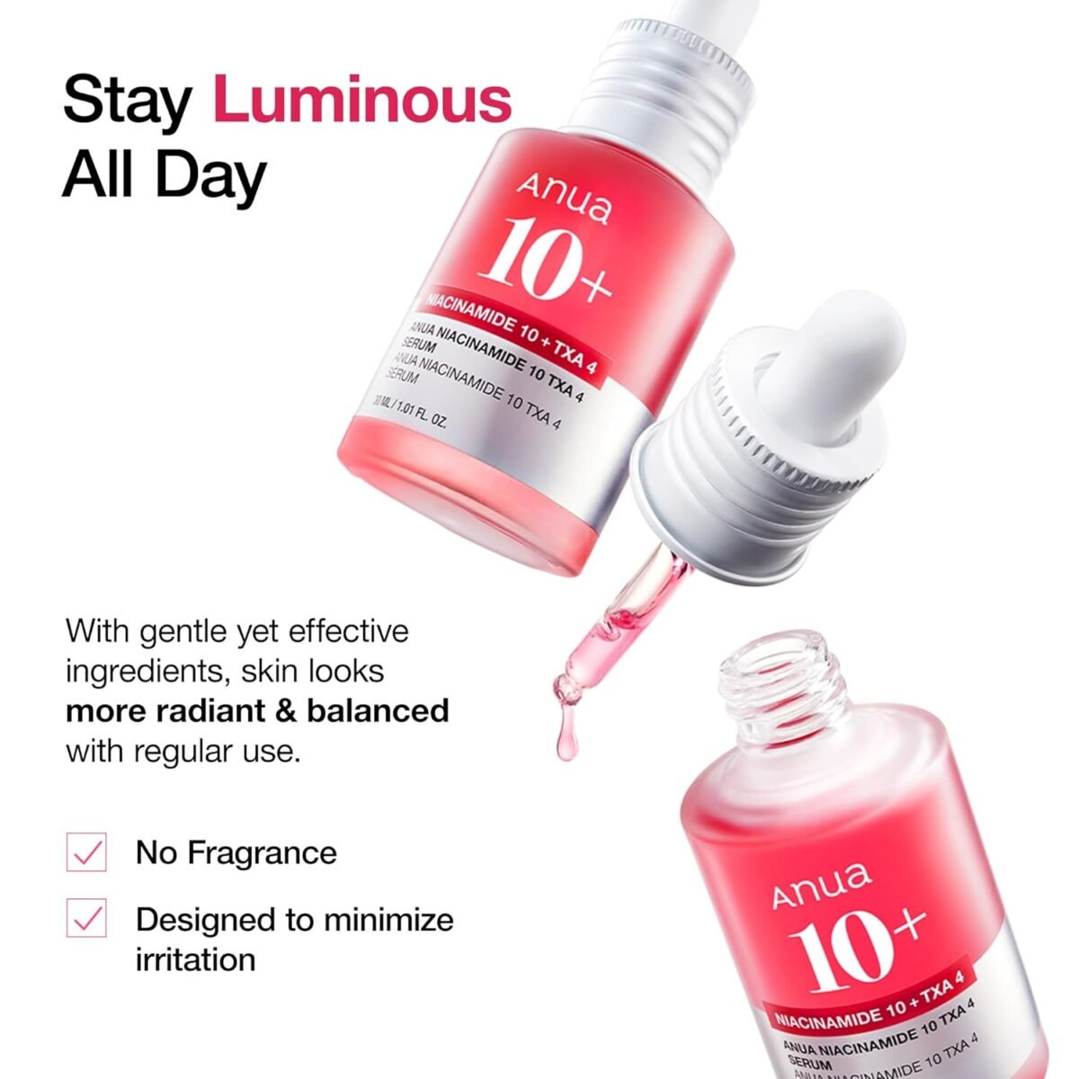 ANUA Niacinamide 10 + TXA 4 Serum, Hyaluronic Acid, Tranexamic acid, Vitamin B12, Facial Serum for Glass Skin, Clarifying, Radiant Complexion with Natural Color, Korean Skin Care (30ml /1.01 fl.oz) - Image 5