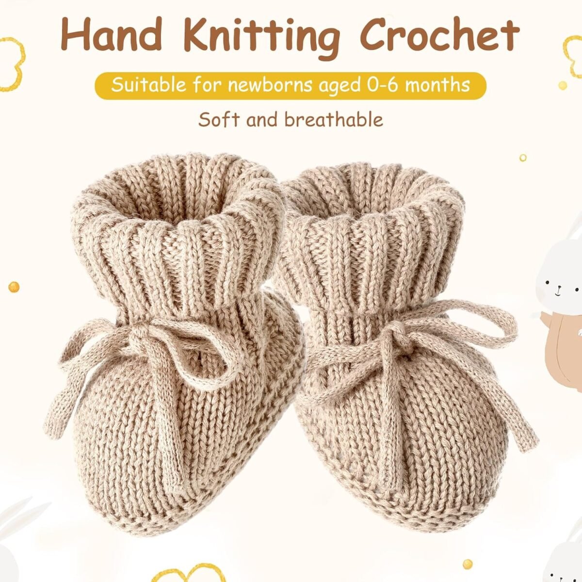 3 Pairs Knitted Baby Booties 0-6 Months Newborn Baby Shoes First Walkers Cozy Shoes for Infant Boy Girl - Image 3