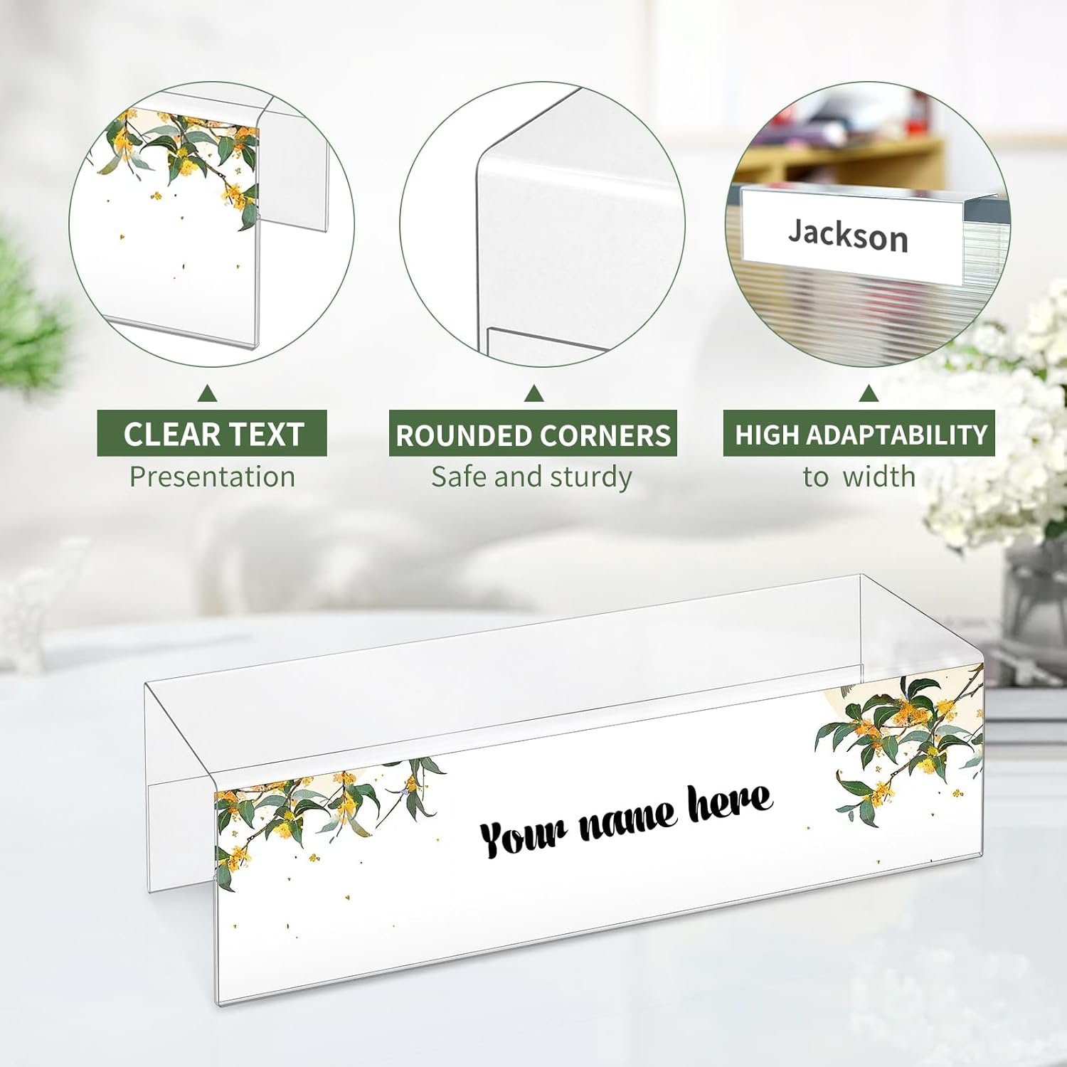 10 Pieces Cubicle Name Plate Holders fits 2.25 Inch Wall Cubicle Name Tags Clear Cubicle Name Plate Sign Bulk Nameplates for Office Home Classroom Library 8.5 x 2.5 x 2.4 Inch - Image 4