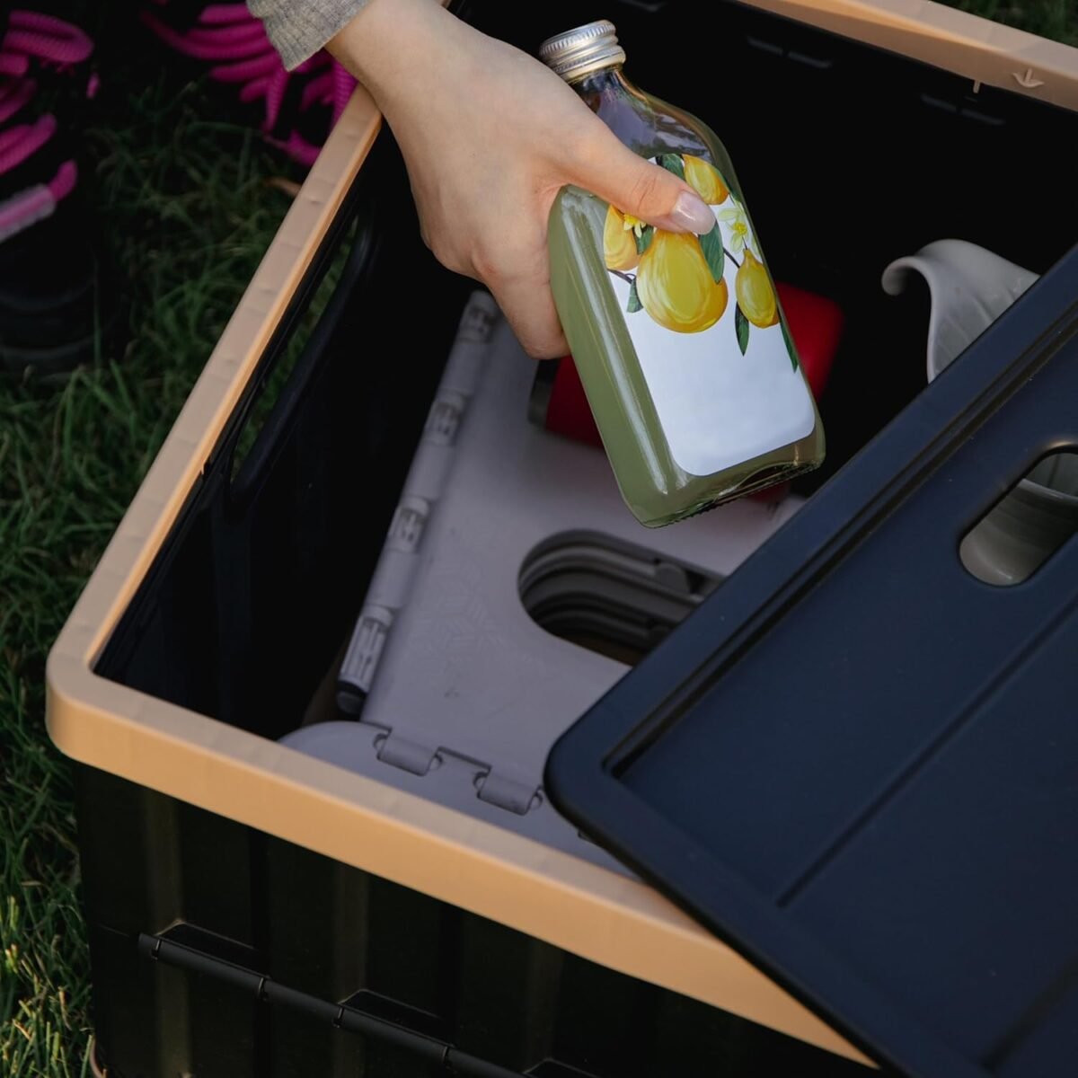 Citylife 64L Collapsible Storage Bins with Lids Plastic Storage Containers for Organizing Stackable Storage Box Large Heavy Duty Utility Crates, 2 Packs - Image 8