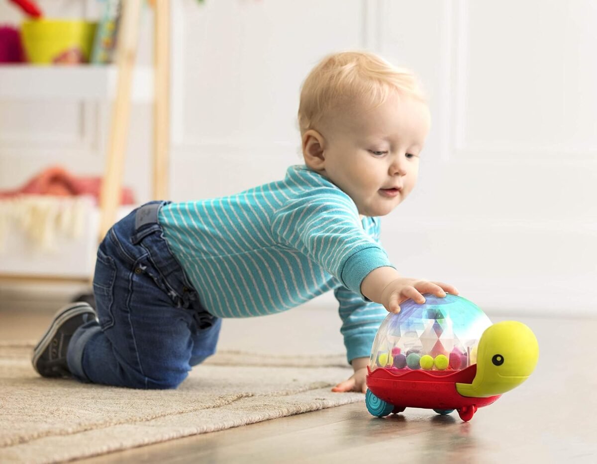 B. toys – Ball Popper & Walker – Push Toy for Baby, Toddler – Light – Up Turtle Toy for Crawling Or Walking – Removable Handle – 1 Year + – Walk ‘n’ POP! - Image 7