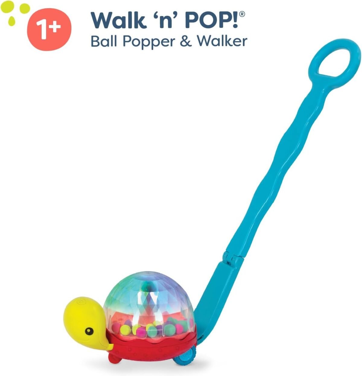 B. toys – Ball Popper & Walker – Push Toy for Baby, Toddler – Light – Up Turtle Toy for Crawling Or Walking – Removable Handle – 1 Year + – Walk ‘n’ POP! - Image 10