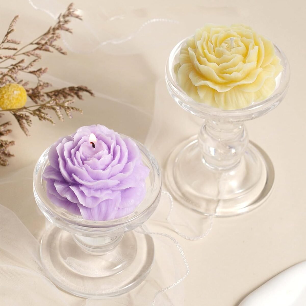 Peony Candle Mold for Candle Making, 3 Cavity Flower Silicone Molds for Epoxy Resin Wax Soap Clay Plaster Tealight Candles Crafts Casting Home Décor Handmade Gifts - Image 6