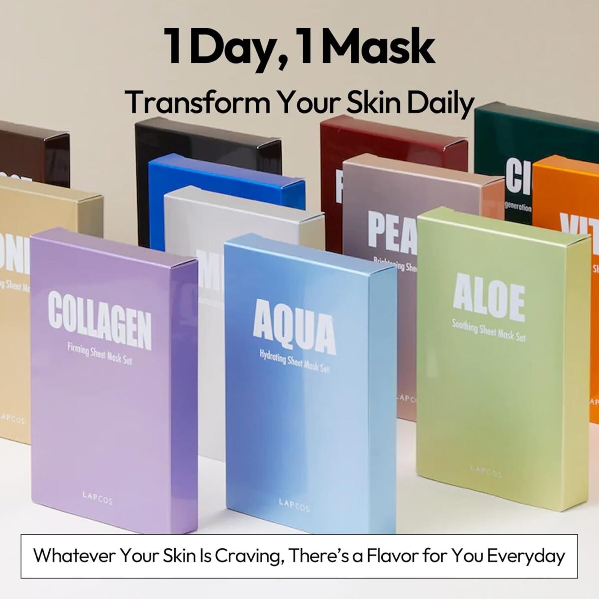 LAPCOS Collagen Sheet Mask, Firming Daily Face Mask with Collagen Peptides for Anti-Aging, Helps to Minimize Wrinkles, Restores Skin Elasticity & Firmness, Hydrating, Korean Beauty, 5-Pack - Image 6