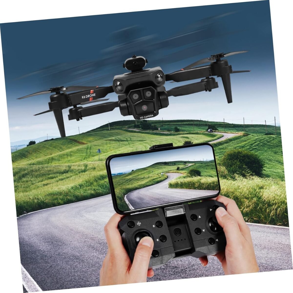 4k Drone with 3 Cameras Foldable Design Easy Operation for Beginners Adults Black Grey - Image 4