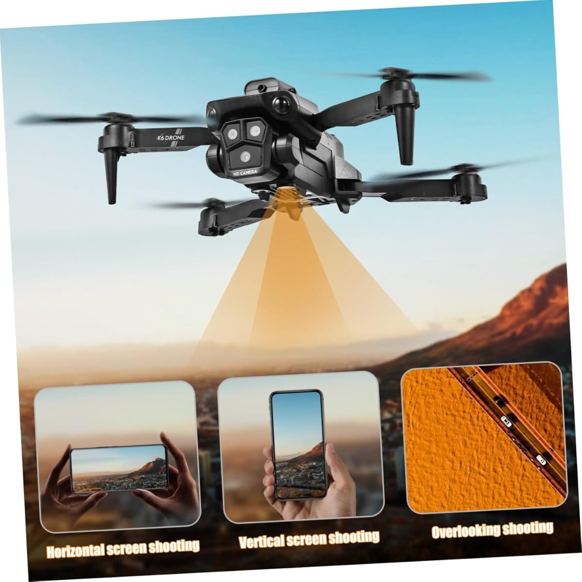 4k Drone with 3 Cameras Foldable Design Easy Operation for Beginners Adults Black Grey - Image 10